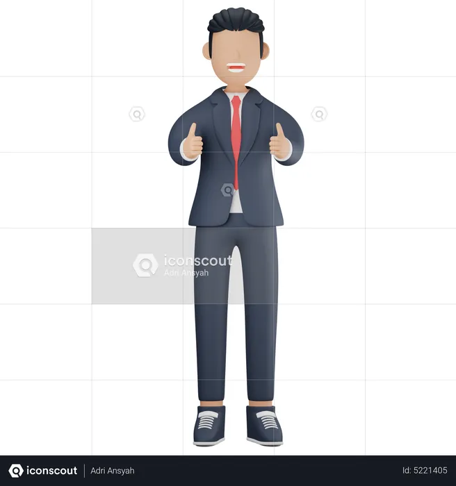 Businessman giving thumbs up  3D Illustration