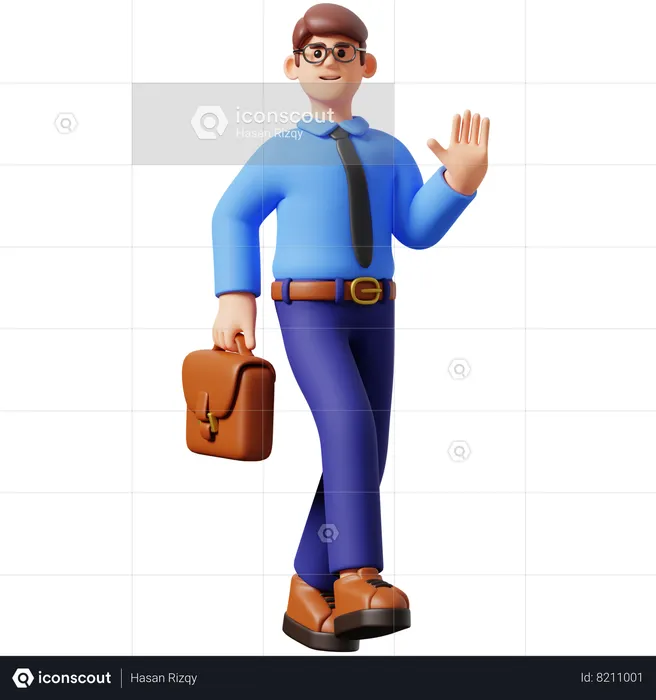 Businessman Go To Work and Say Hello  3D Illustration