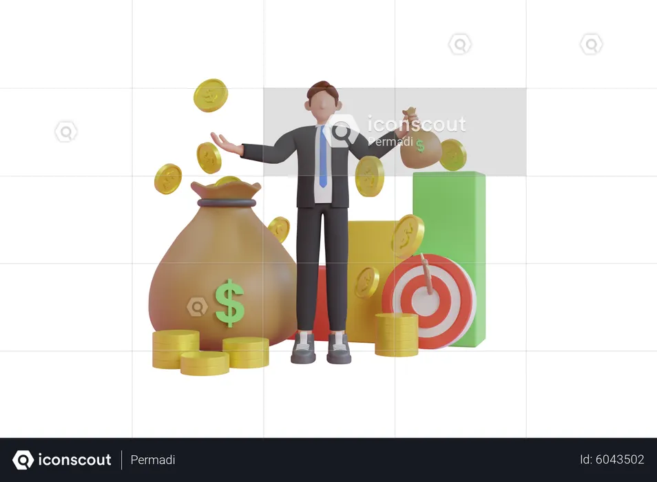 Businessman growing investment money  3D Illustration