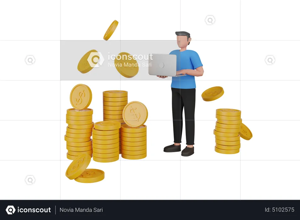 Businessman growing savings money  3D Illustration