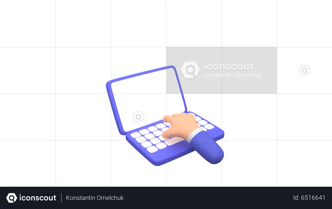 Businessman hand typing on laptop with blank screen for mockup template  3D Illustration