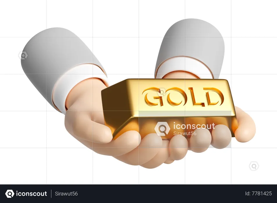 Businessman hands holding gold bar  3D Illustration