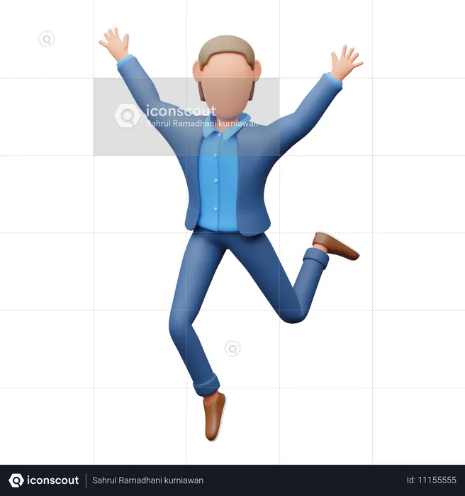 Businessman Happy And Jump  3D Illustration