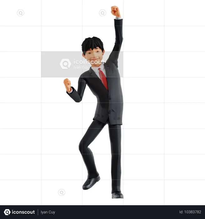 Businessman Happy For Business Success  3D Illustration