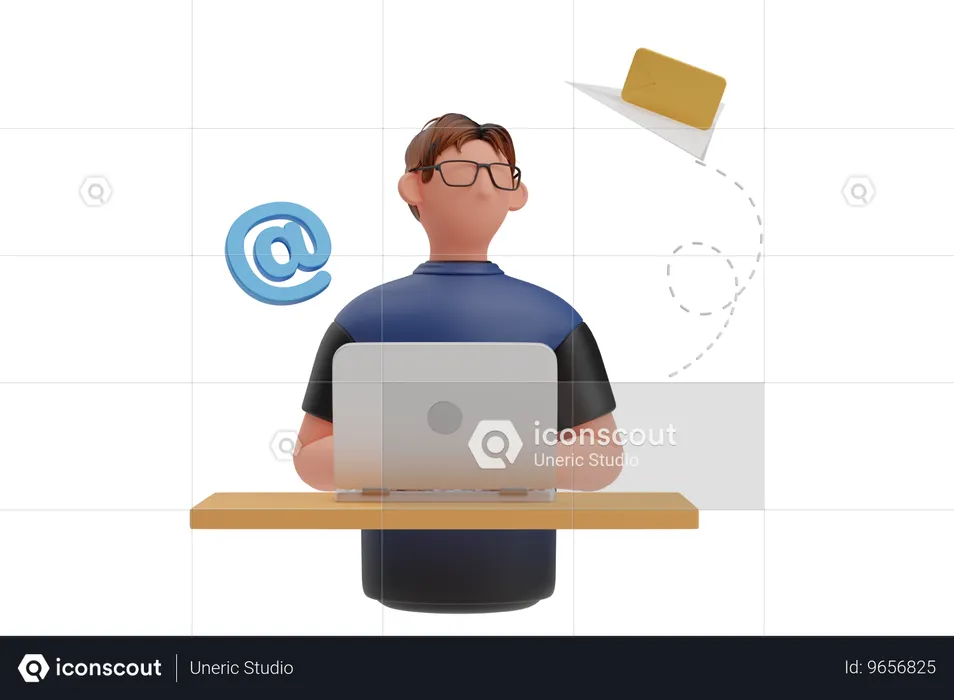 Businessman has received email  3D Illustration