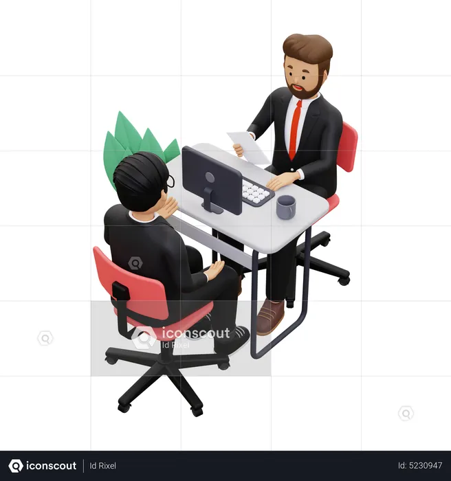 Businessman having interview with new recruit  3D Illustration
