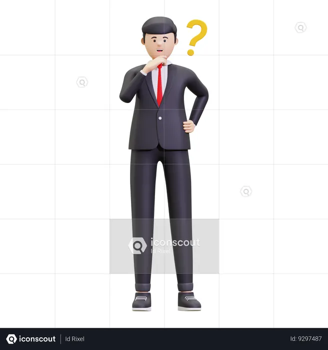 Businessman Having Question  3D Illustration