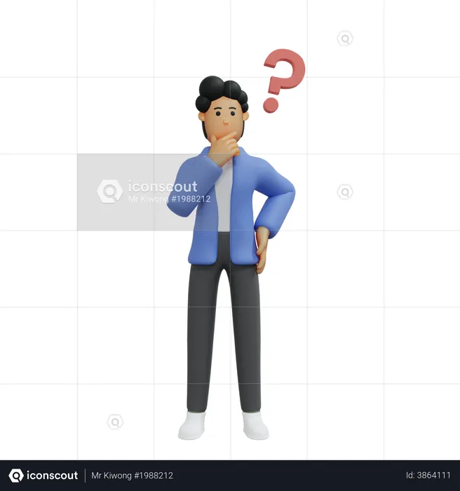 Businessman having question  3D Illustration