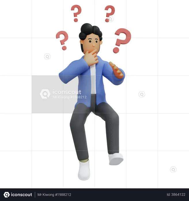 Businessman having questions  3D Illustration