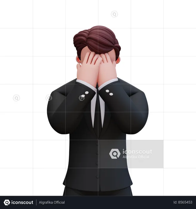 Businessman Hide His Face  3D Illustration