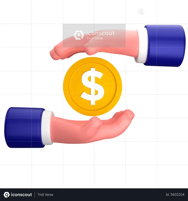 Businessman hold coin hand gesture sign  3D Icon