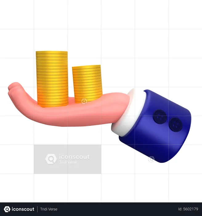Businessman hold coin pile gesture  3D Icon