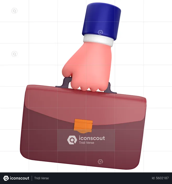 Businessman holding a briefcase gesture sign  3D Icon