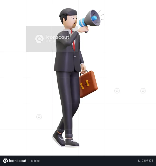 Businessman Holding A Loudspeaker  3D Illustration