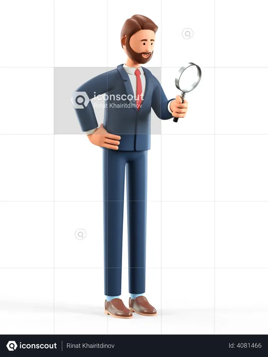 Businessman searching for information  3D Illustration