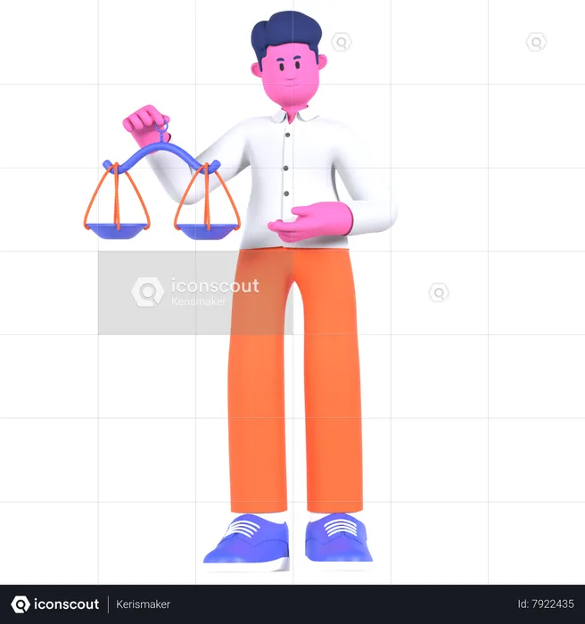 Businessman Holding Balance Scale  3D Illustration