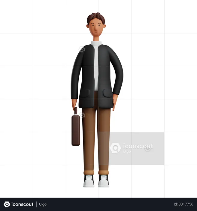 Businessman holding briefcase  3D Illustration