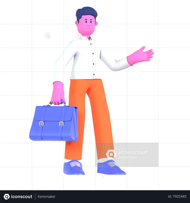 Businessman Holding Briefcase  3D Illustration