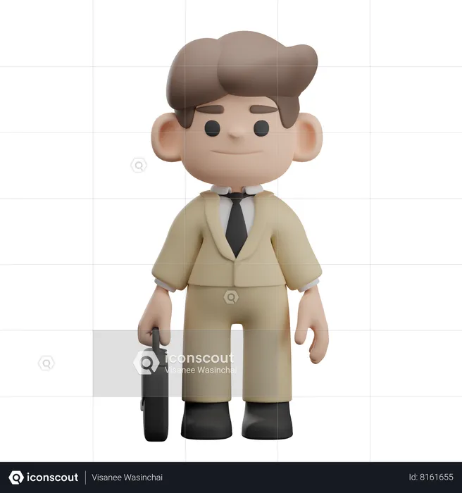 Businessman holding briefcase  3D Illustration