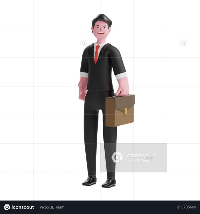 Businessman Holding Briefcase  3D Illustration