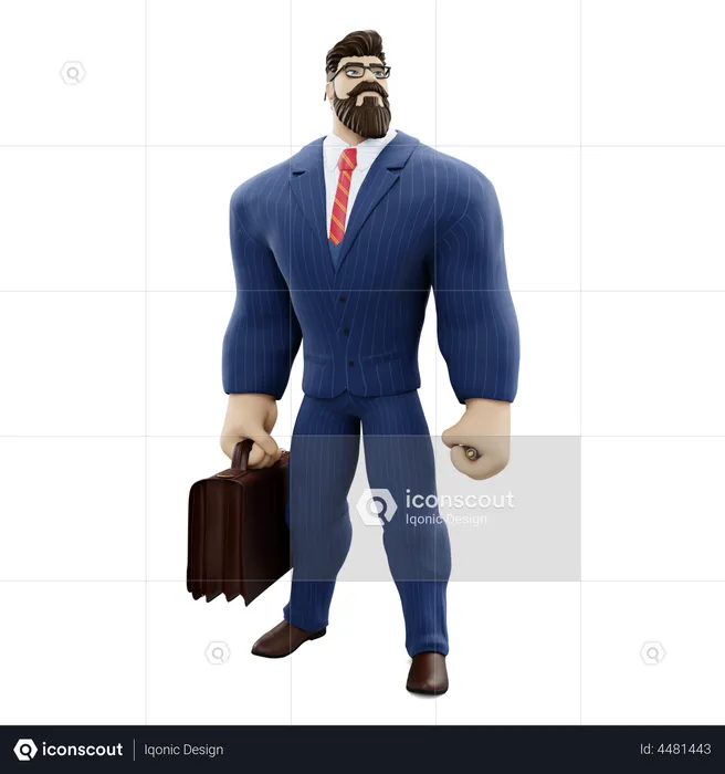 Businessman Holding Briefcase  3D Illustration