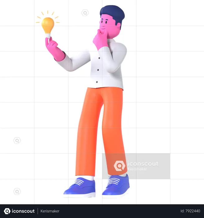 Businessman Holding Bulb  3D Illustration