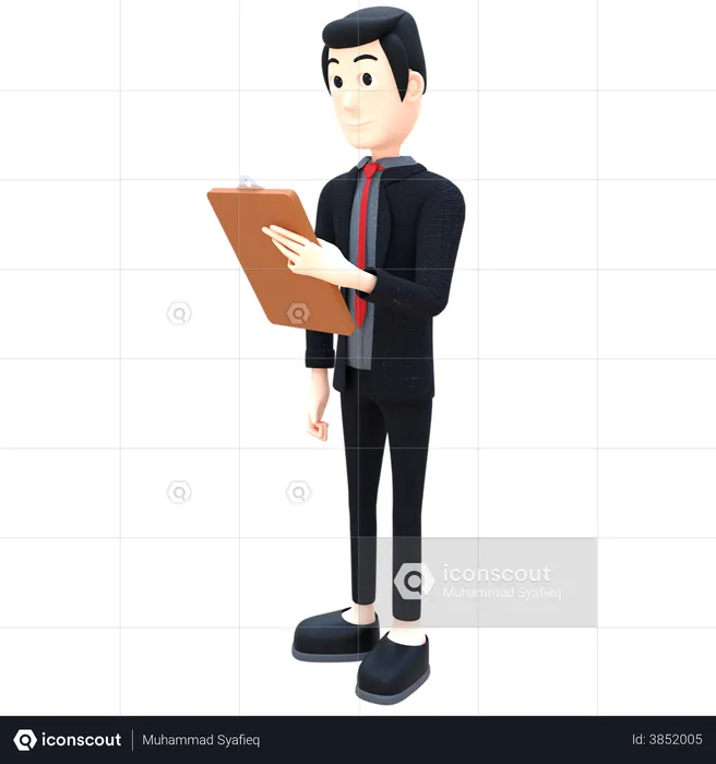 Businessman holding business report  3D Illustration