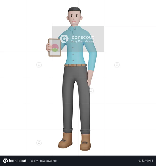 Businessman Holding Business Report  3D Illustration