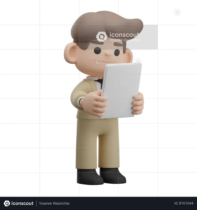 Businessman holding business report  3D Illustration