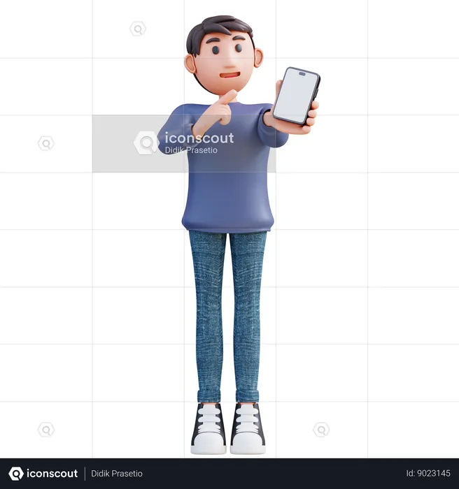 Businessman Holding Cell Phone  3D Illustration