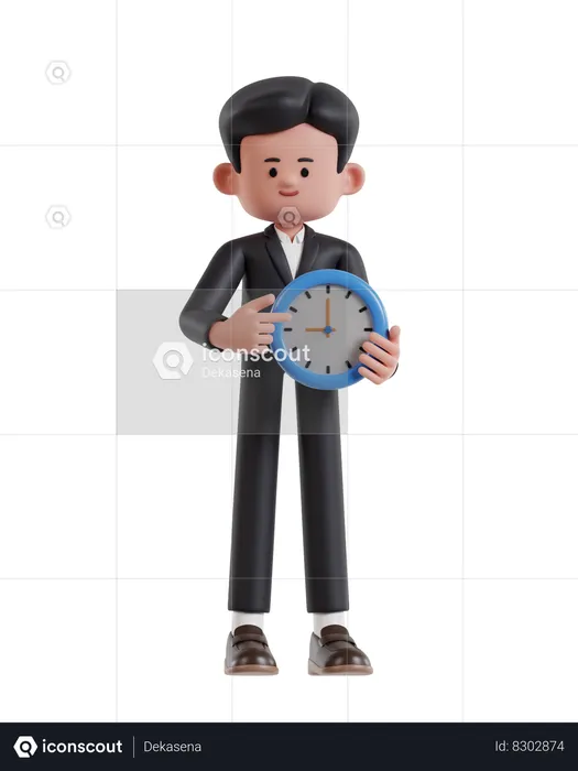 Businessman holding clock  3D Illustration