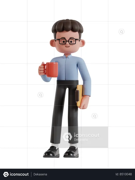 Businessman Holding Coffee Cup  3D Illustration