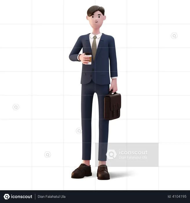 Businessman holding Coffee cup  3D Illustration