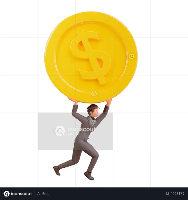 Businessman holding coin  3D Illustration
