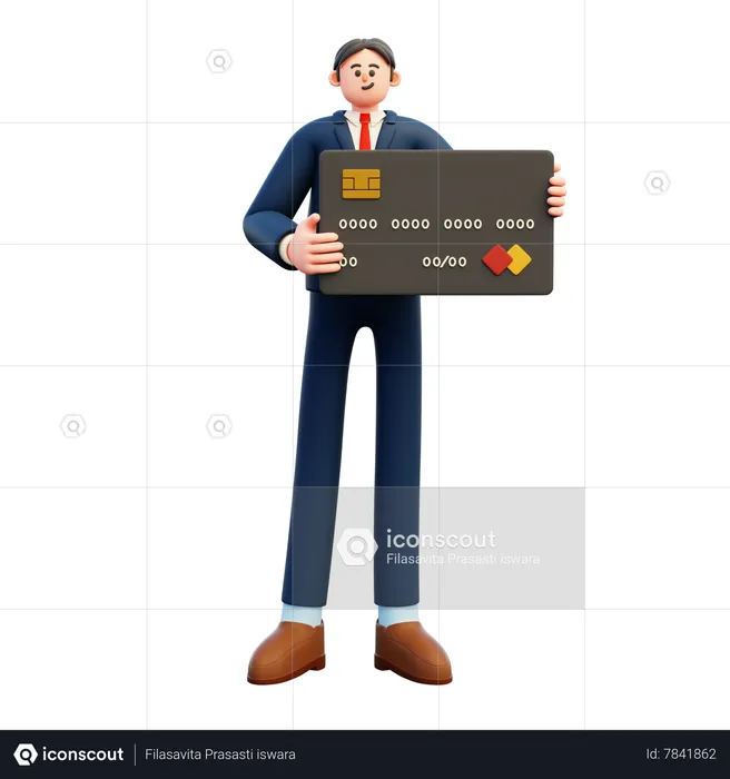 Businessman Holding Credit Card  3D Illustration