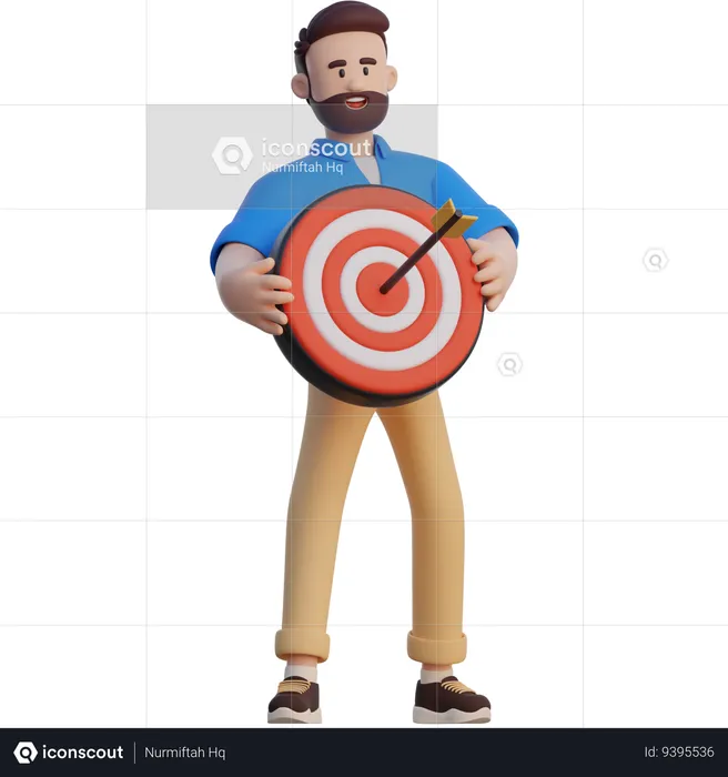 Businessman Holding Dartboard  3D Illustration