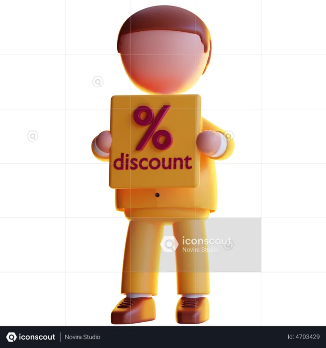 Businessman holding discount  3D Icon