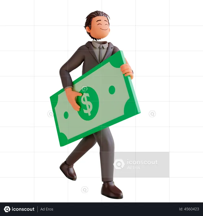 Businessman holding dollar note  3D Illustration