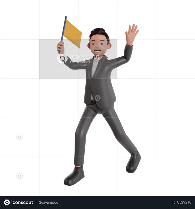 Businessman Holding Flag  3D Illustration