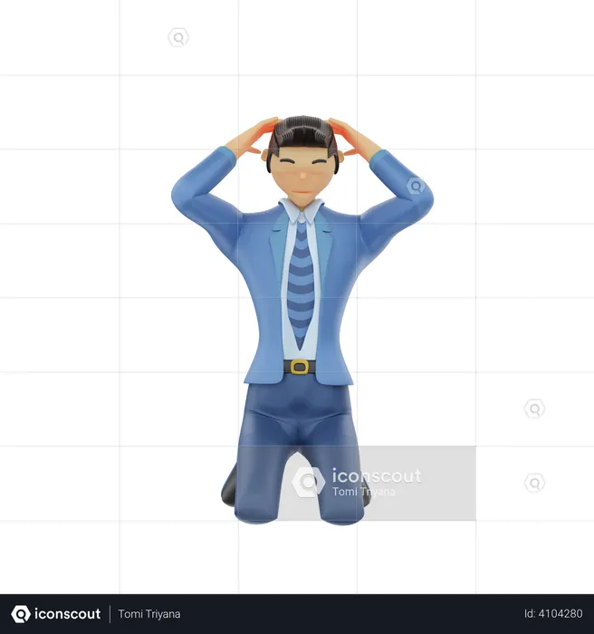 Businessman holding hands on give up  3D Illustration