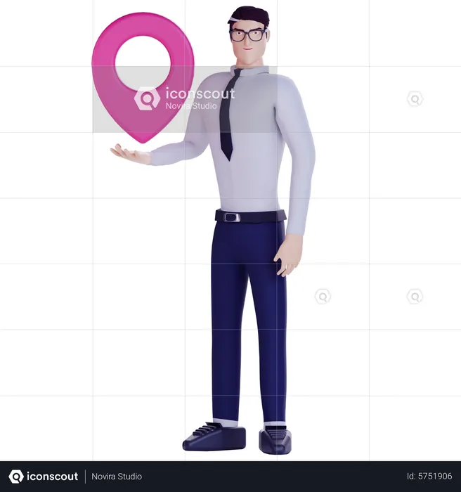 Businessman holding location pin  3D Illustration