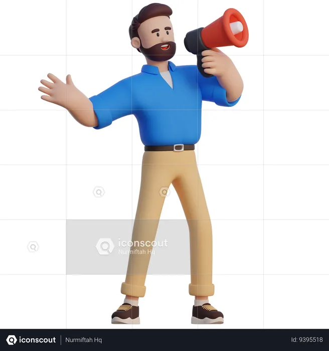 Businessman Holding Megaphone  3D Illustration