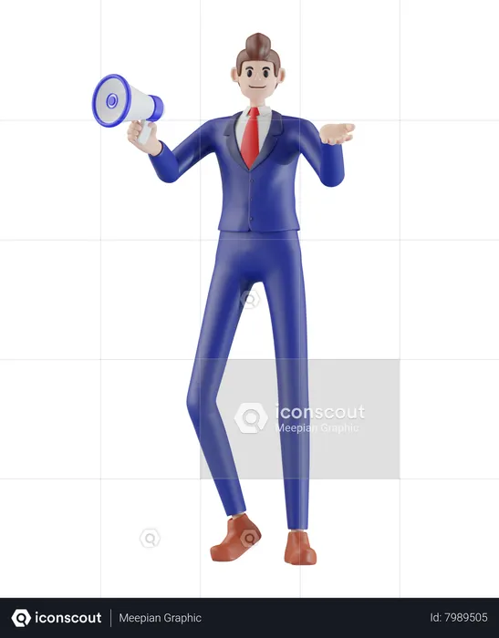 Businessman holding megaphone  3D Illustration