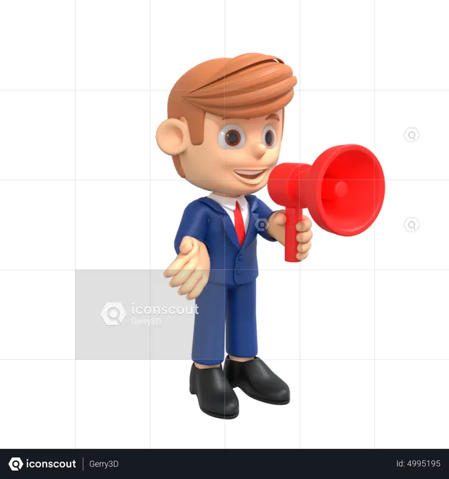 Businessman Holding Megaphone  3D Illustration