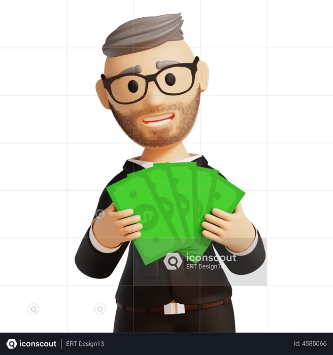Businessman holding money  3D Illustration