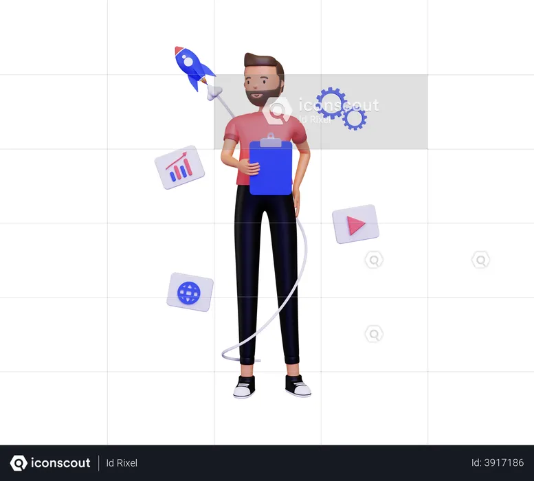 Businessman holding notepad  3D Illustration