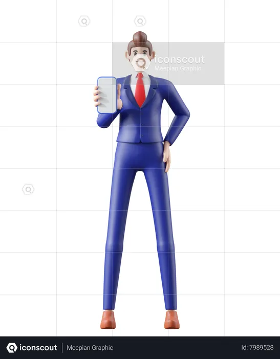 Businessman holding phone  3D Illustration