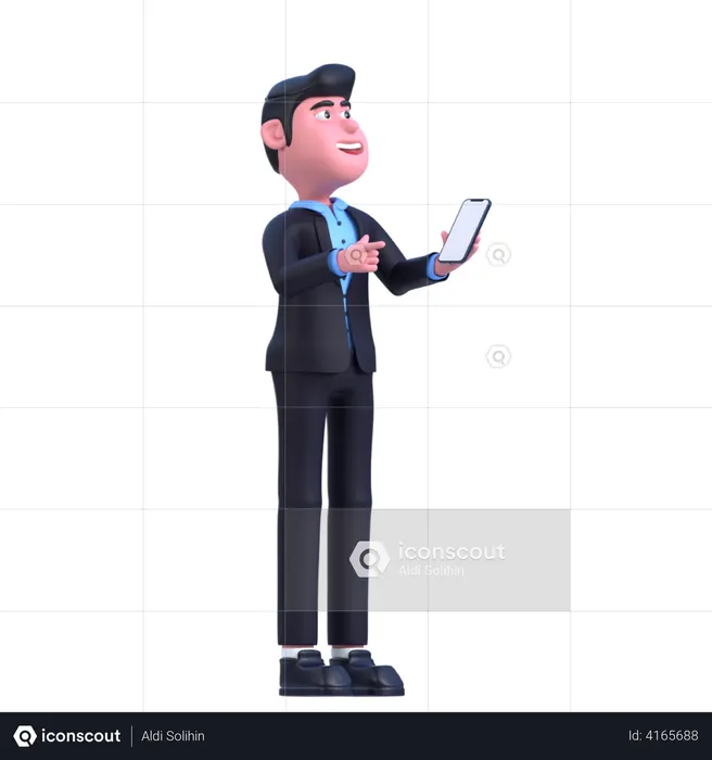 Businessman Holding Phone  3D Icon