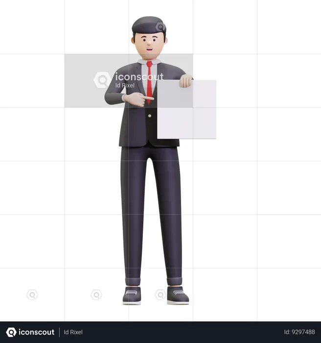 Businessman Holding Placard  3D Illustration