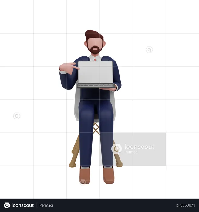 Businessman holding placard  3D Illustration